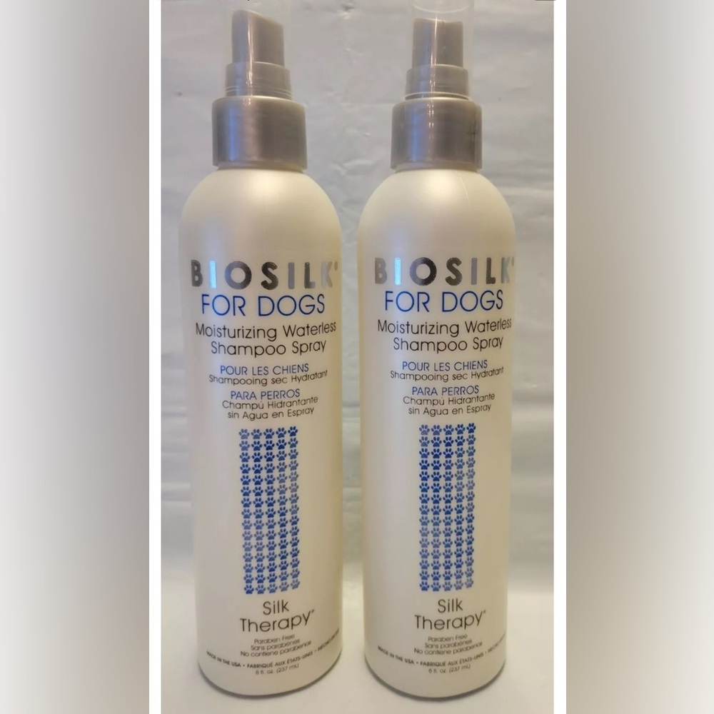 2 Bottles BioSilk for Dog Silk Therapy Deep Moisture Waterless Shampoo Spray